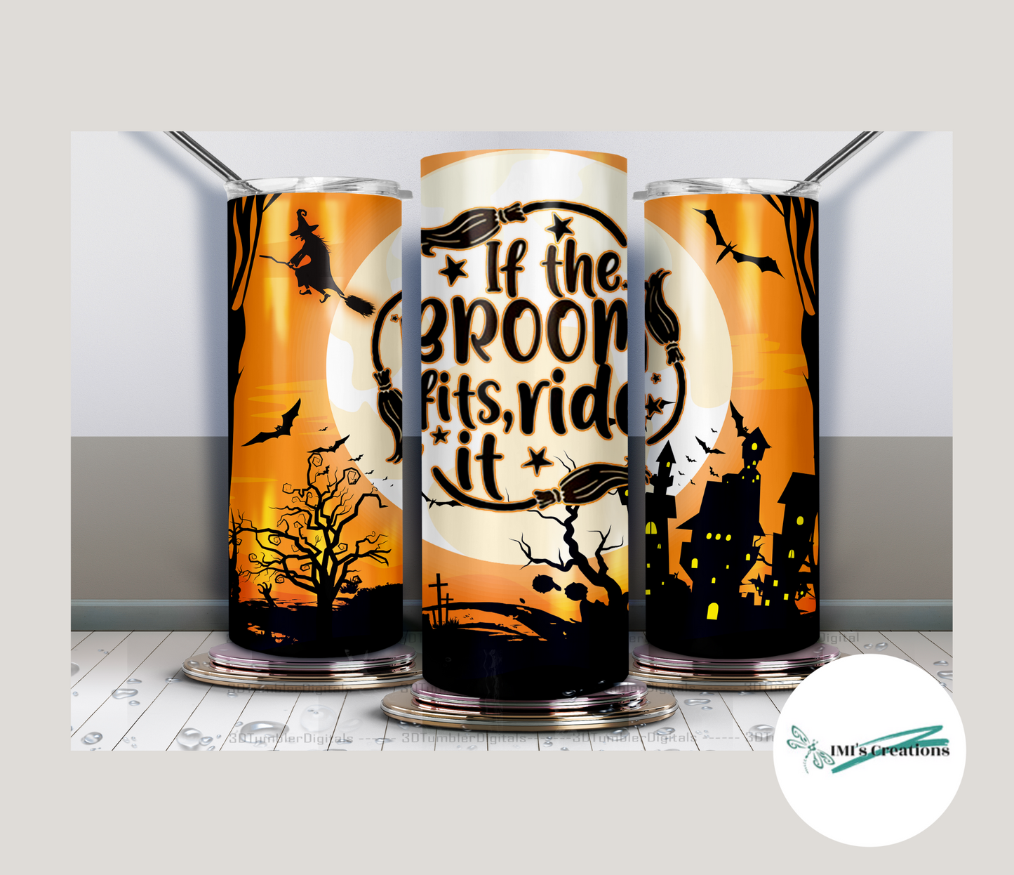 20 oz Halloween Broom Ride Sublimation Tumbler