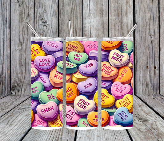 20 oz Candy Hearts Sublimation Tumbler