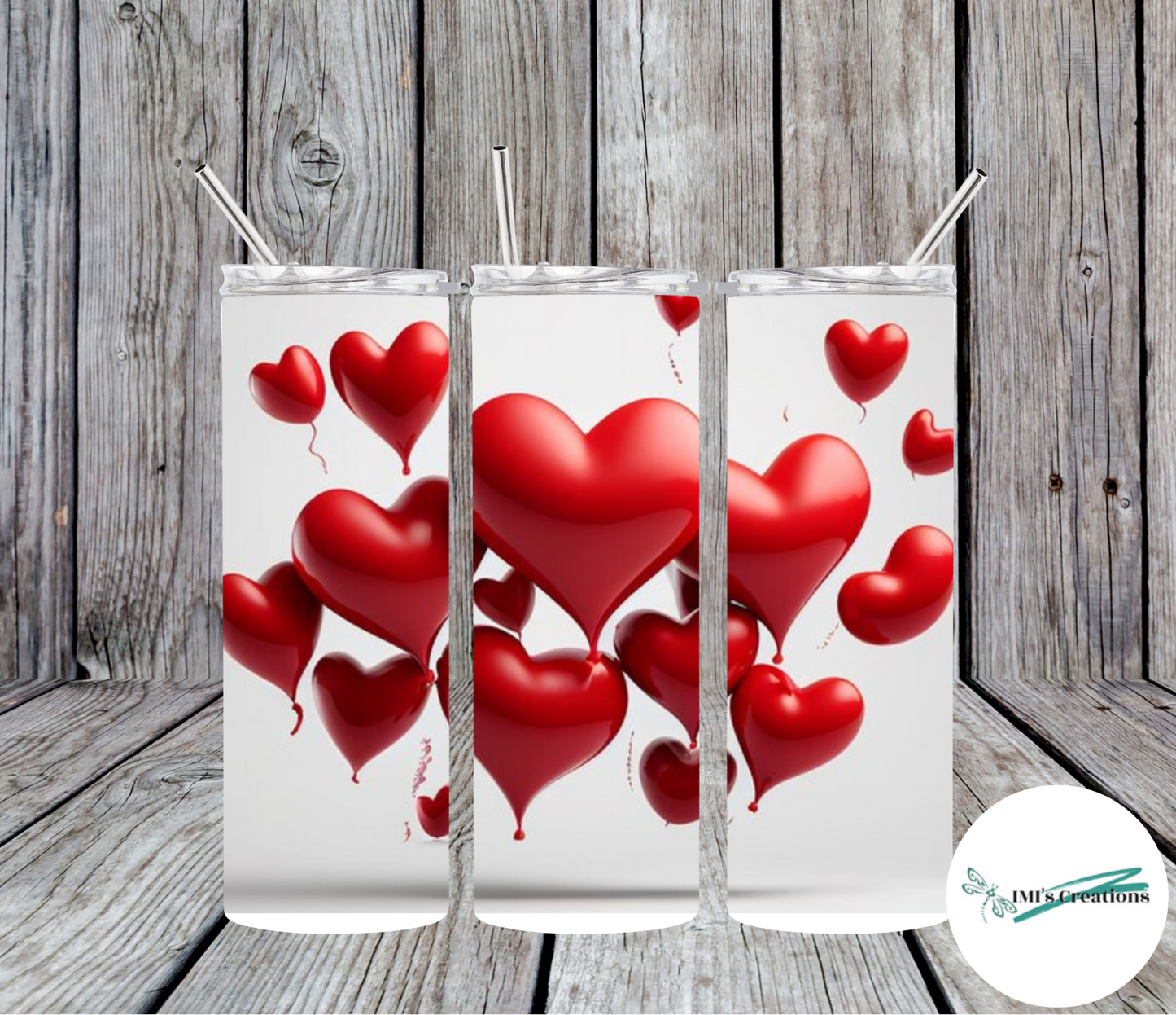 20 oz Heart Balloons Sublimation Tumbler