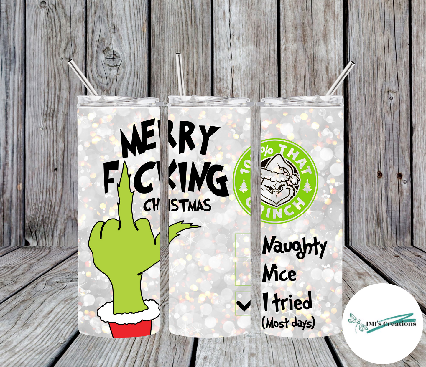 20 oz Grinch Naughty Person Sublimation Tumbler