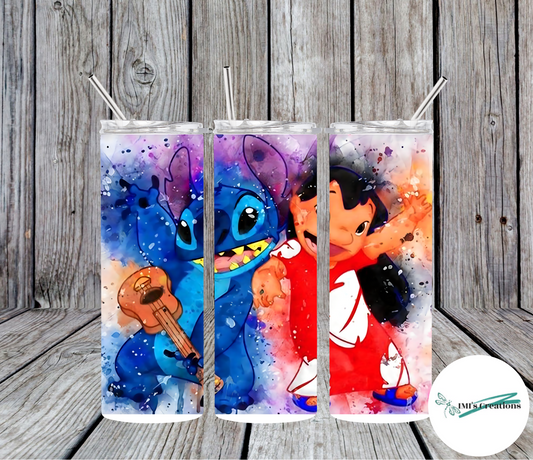 20 oz Stitch and Lilo Partying Sublimation Tumbler