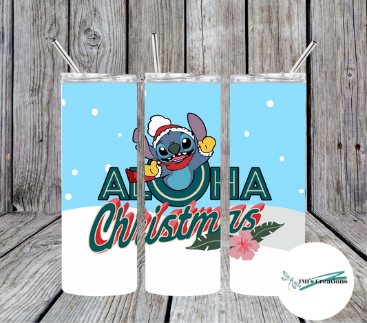 20 oz Stitch - Aloha Christmas Sublimation Tumbler